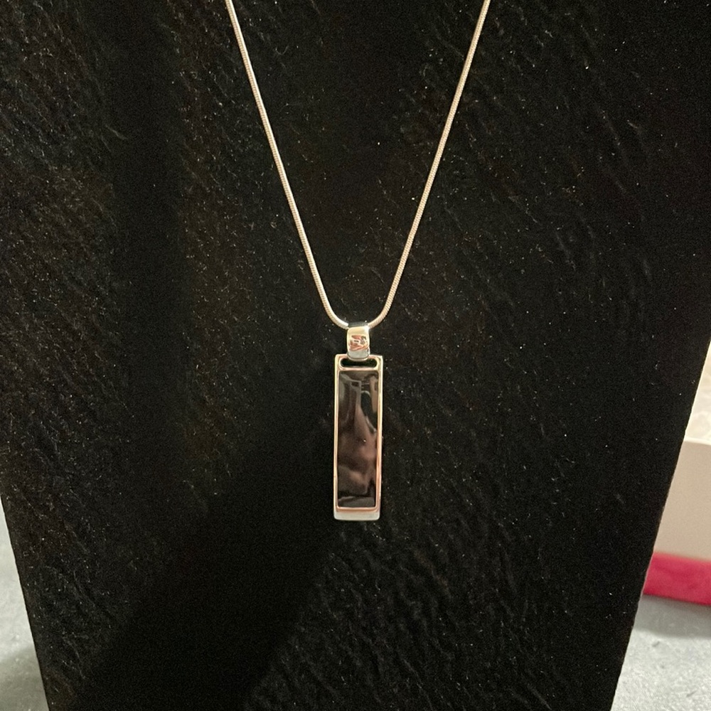 Silver adjustable Lia Sophia necklace with black pendant